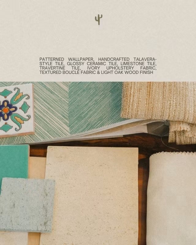 Papel tapiz y textiles color hueso